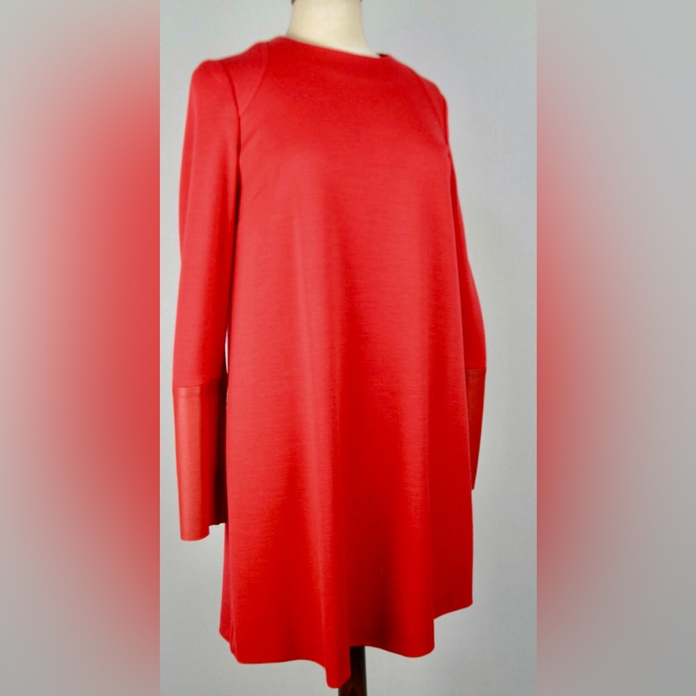 Joseph red dress with leather cuffs